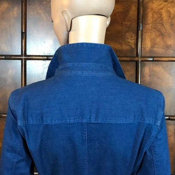 NWOT G.I.L.I. Mid Wash Stretch Cotton Denim Snap Front Belted Shirtdress - Picture 10 of 16